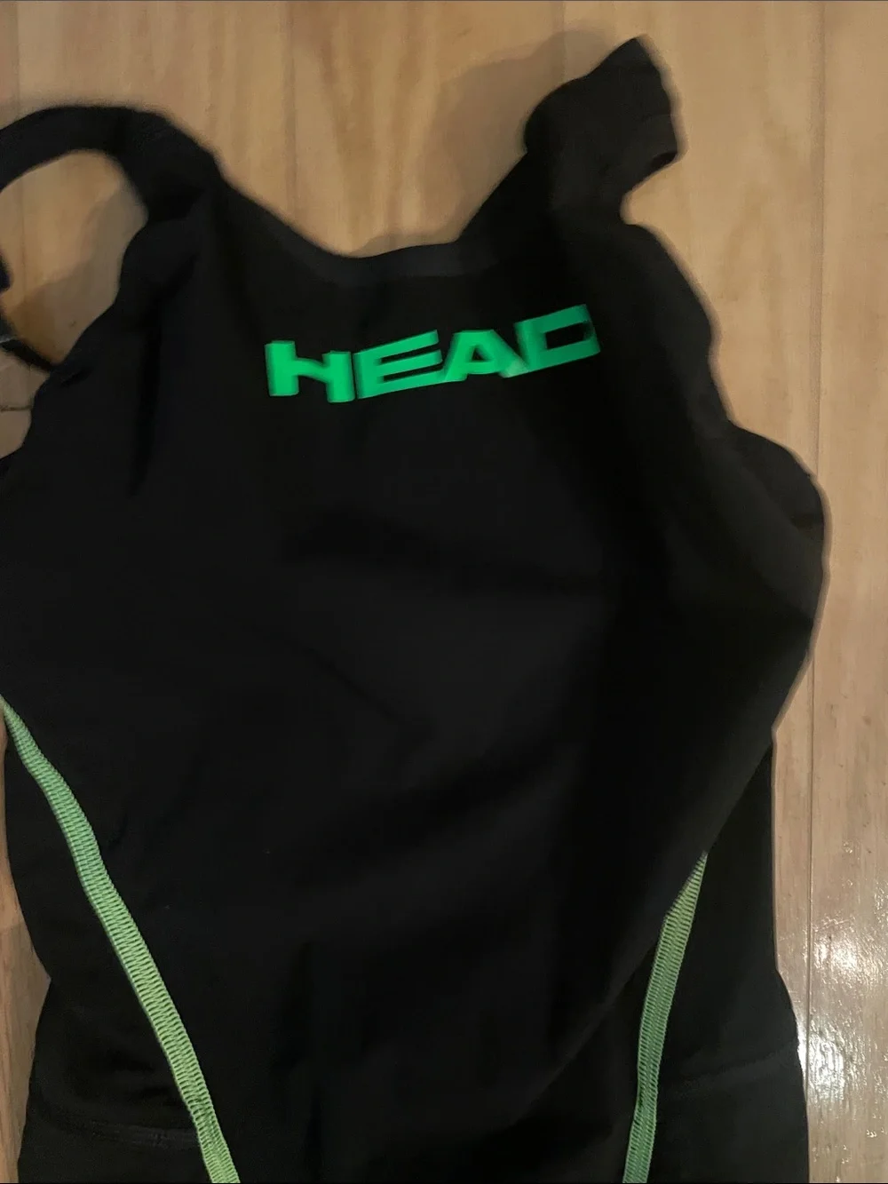 Head Black swimsuit with Green Trim European made size extra small